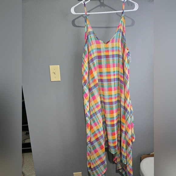 Bleu Rod Beattie Multicolor Plaid Swim Coverup, Size Large - Picture 1 of 5